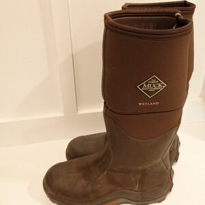 Muck Boots Men 10 Women's 11 Tall Wetland Brown Outdoors Nylon Hunting Camp Flaw